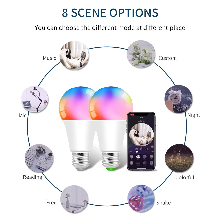 Dohome Smart LED Glühbirne E27 RGB mit WLAN und Bluetooth, kompatibel mit Alexa, Google Assistant und Homekit, Multicolour - Bild 4