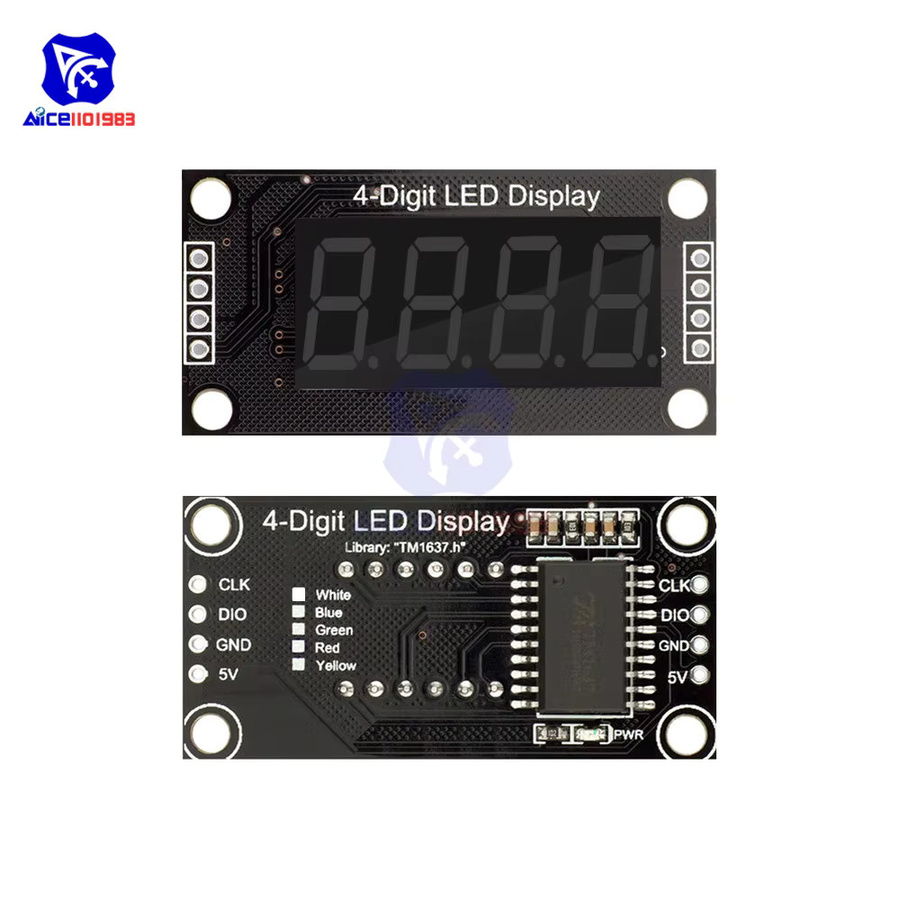 diymore TM1637 0,36 Zoll 4-Bit LED-Digitalröhrenanzeige 7 Segmente Gelb mit Stift für Arduino - Bild 3