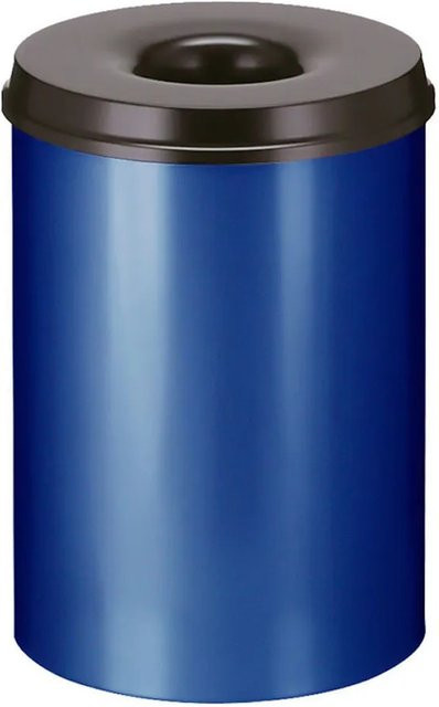 PROREGAL Selbstlöschender Papierkorb und Abfallsammler aus Metall, 30 Liter, Blau und Schwarz, H: 47 cm, Ø: 33,5 cm - Bild 1