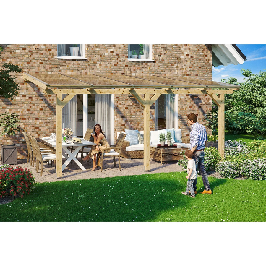 Skan Holz Terrassenüberdachung Andria aus Holz mit Polycarbonat-Dach in Beige, B: 541 cm, T: 300 cm - Bild 2
