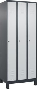 C+P Spind Classic PLUS Garderobenschrank mit 3 Abteilen, Stahlkonstruktion, Zylinderschloss und 3 Garderobenhaken, B/T/H: 75 x 50 x 195 cm - Bild 1