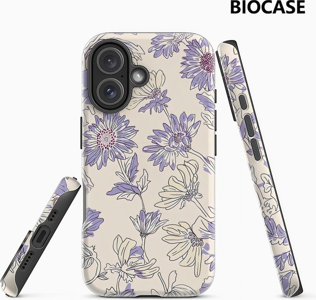 Potdemiel Handyhülle mit Blumenmuster für iPhone 17 16 15 14 13 Pro Max Plus, magnetisch, robust, Farbe: Flieder - Bild 1