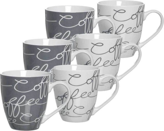 Ritzenhoff & Breker Jumbotassen Cornello aus Keramik, 6er Set, grau/mehrfarbig, 600 ml pro Tasse - Bild 1