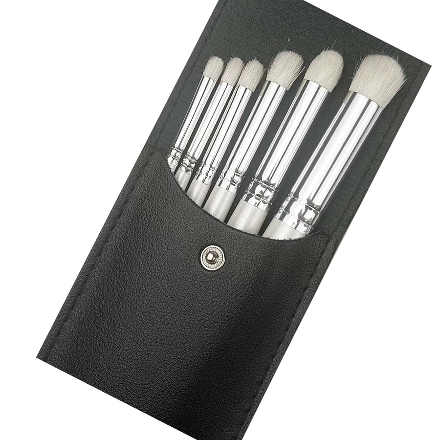 Yutiars 6-teiliges Trockenpinsel-Set mit rundem Kopf aus Wolle in Schwarz inklusive Tragetasche für Aquarell, Acryl und Modellbau - Bild 6