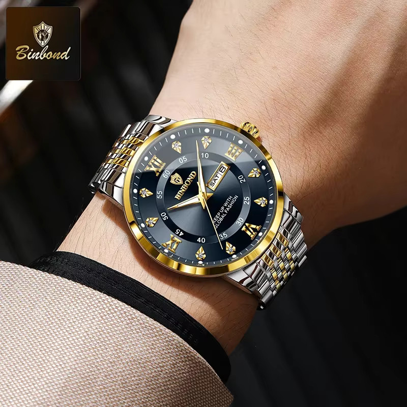 BINBOND Armbanduhr Quarz, Edelstahl, Diamant, Herren - Bild 5