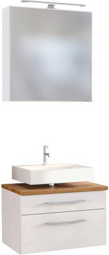 HELD MÖBEL Unterbecken-Set Davos in Weiss mit LED-Beleuchtung und internen Schubladen, B/H/T: 60 x 200 x 47 cm - Bild 1