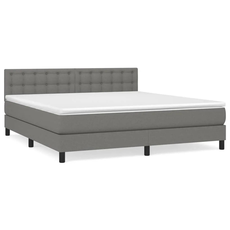 vidaXL Boxspringbett mit Matratze in Dunkelgrau, Hybrid-Design mit Taschenfederkern, B/T: 160 x 200 cm - Bild 2