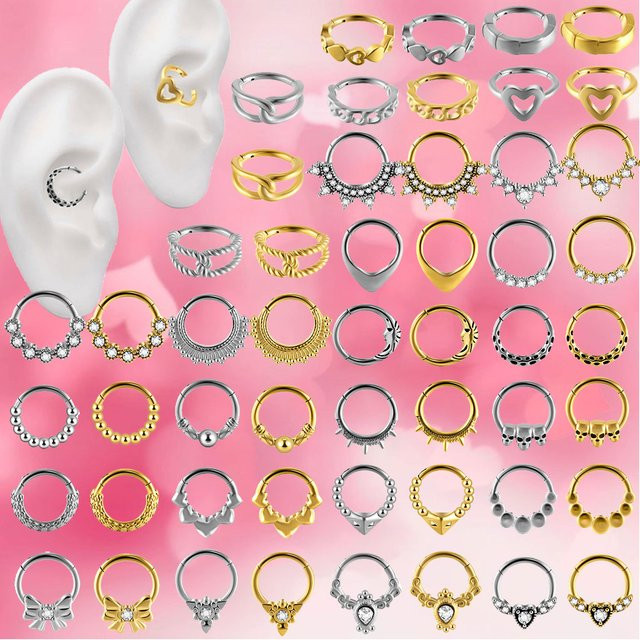 Septum Nasen-Lippenring, 18k Vergoldet, Edelstahl, Zirkonia, Unisex - Bild 1