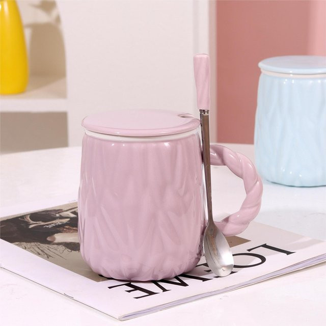 Keramikbecher mit Mädchenherz von Yiran Furniture in Pink, 450 ml - Bild 1