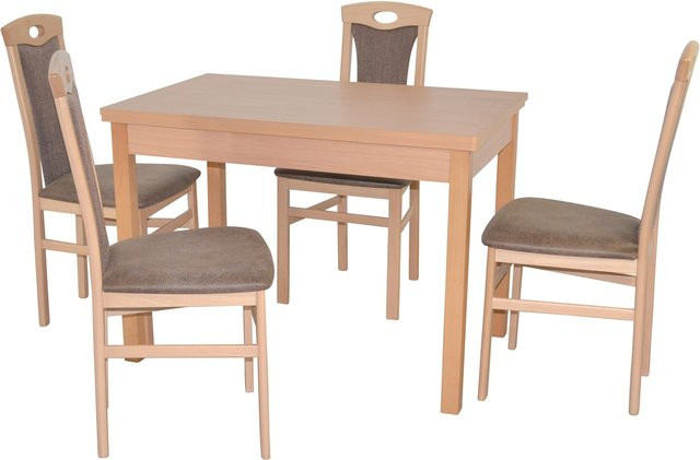 5-teilige Essgruppe Sandra von Möbel direkt online aus Buche Massivholz in Braun mit Stoffbezug - Bild 1