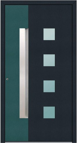 KNOCK Aluminium-Haustür Marte mit Glaseinsatz in Anthrazit und Moosgrün, Höhe: 210 cm, Breite: 88,5 cm - Bild 1