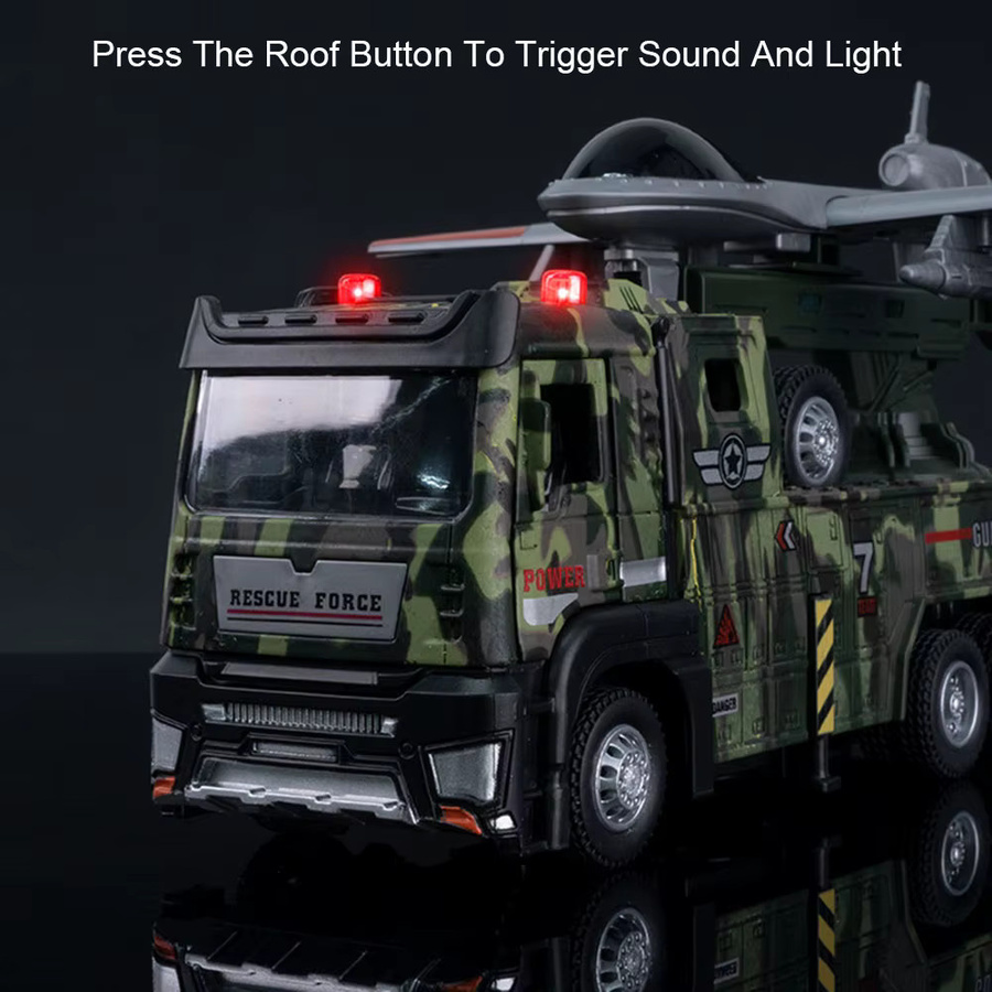 DUFFDUN Missile Rocket Launcher Truck Drone Launch Car Model Toy, 1:32, mit Licht und Sound - Bild 3