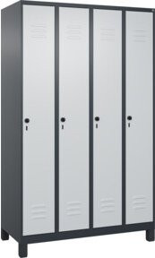 C+P Spind Classic PLUS Garderobenschrank mit 4 Abteilen, Füße, Anthrazit/Grau/Schwarz, B/T/H: 120 x 50 x 195 cm - Bild 1