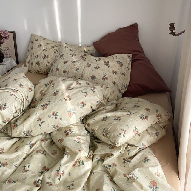 DZQ Bettwäsche-Set mit Blumenmuster im Vintage-Stil, Beige, B/H: 150 x 200 cm - Bild 1