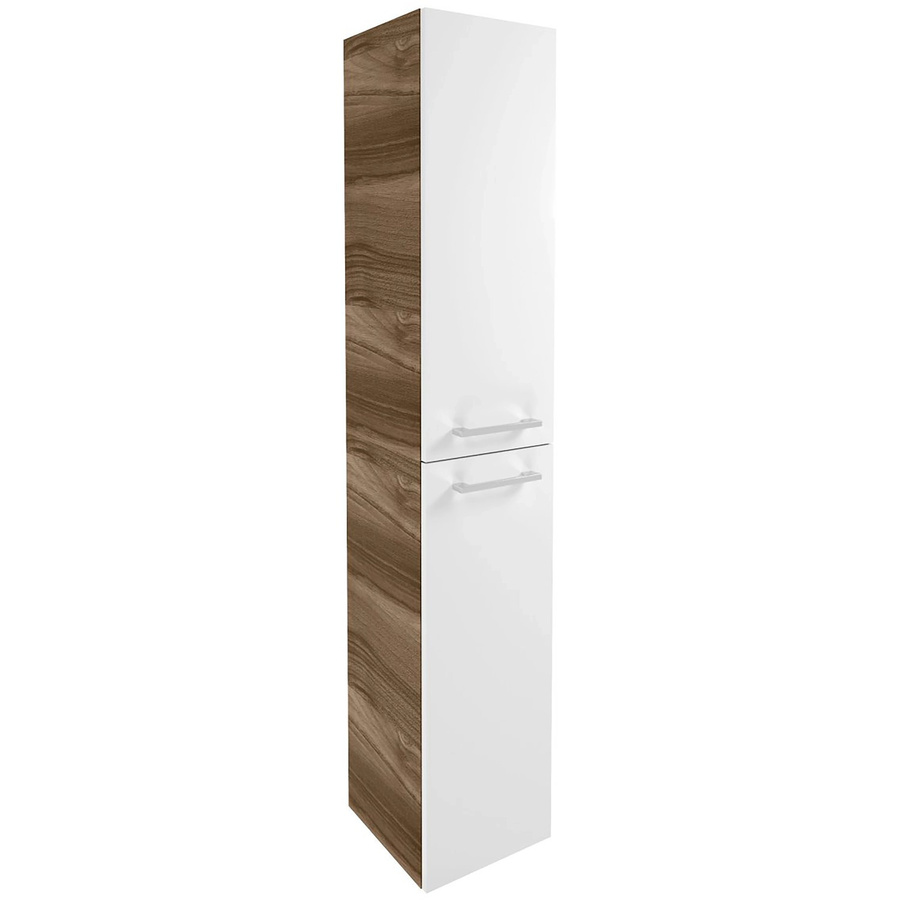 Fackelmann Badhochschrank Verona mit 2 Türen in Nussbaum und Weiß Hochglanz, B/T/H: 30,0 x 31,8 x 162,0 cm - Bild 2