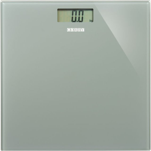 Corby Helmsley Digitale Badezimmerwaage aus Glas in Schwarz und Grau, B/T/H: 33,2 x 33,2 x 1,5 cm - Bild 1