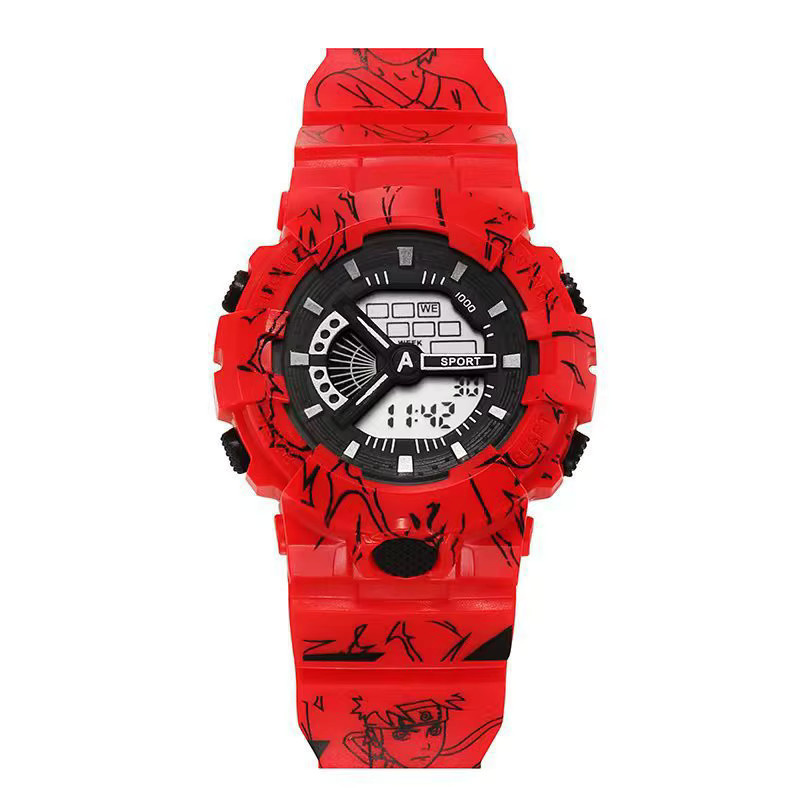 Naruto Digitaluhr, Kunststoff, Silikon, Schwarz, Weiß, Rund - Bild 3