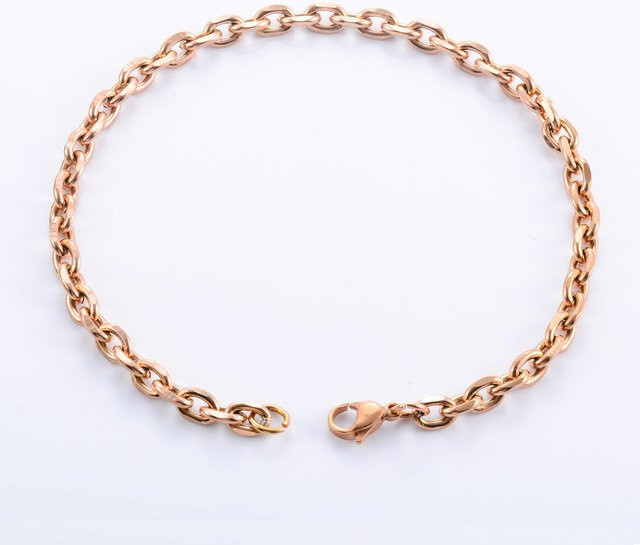 Armband Edelstahl, Rolo, Roségold, 4 mm, 20 cm, Unisex - Bild 1