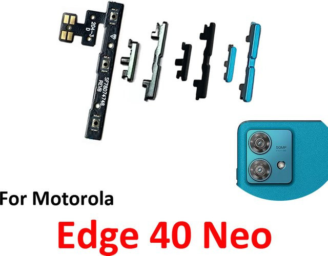 Motorola Moto Edge 40 Neo Ersatzteil Set: Ein/Aus- und Lautstärketasten als internes Flexkabel in Schwarz, Blau und Grün - Bild 1