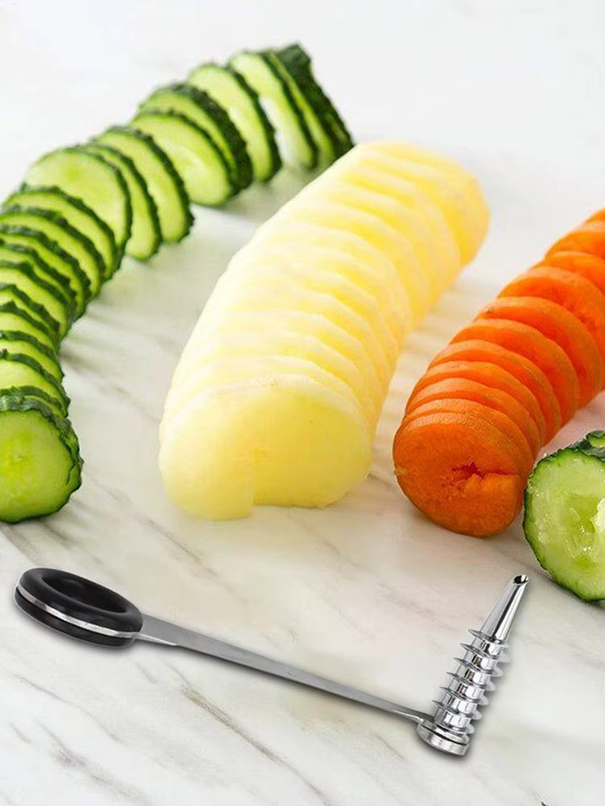 Veggie Spiralizer Gemüseschneider aus Edelstahl in Silber und Grau, spülmaschinenfest und rutschfest - Bild 3