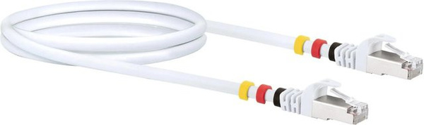 Schwaiger CAT7 S/FTP Ethernet LAN Netzwerkkabel mit Farbclips, Weiß, Länge: 1,0 m