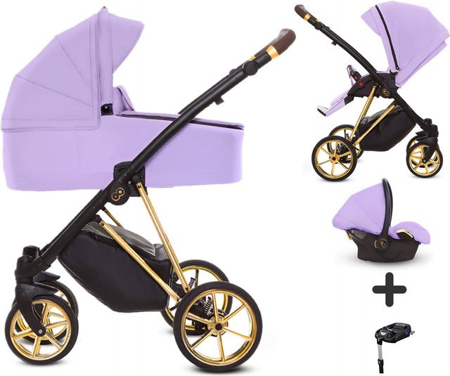 TPFLiving 4in1 Kinderwagen Ultra Stoff Lila mit Goldgestell - Bild 1