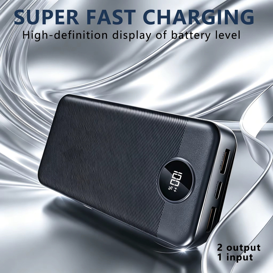 InTessry Hochleistungs-Powerbank mit 50000mAh, 66W Schnellladefunktion, 3 Ausgängen und Digitaldisplay in Schwarz oder Weiß - Bild 3