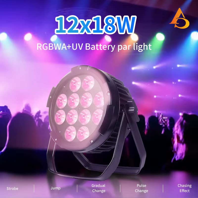 Wasserdichte 6in1 LED Par Flachstrahler mit Batterie und DMX Fernbedienung, RGB Multicolour Effekt für Outdoor und Party, Schwarz - Bild 4
