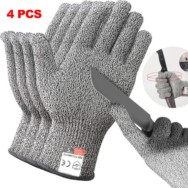 QHSPE HPPE-Sicherheits-Anti-Schnitt-Handschuhe Stufe 5, schnittfest und kratzfest, Blau/Grau - Bild 1