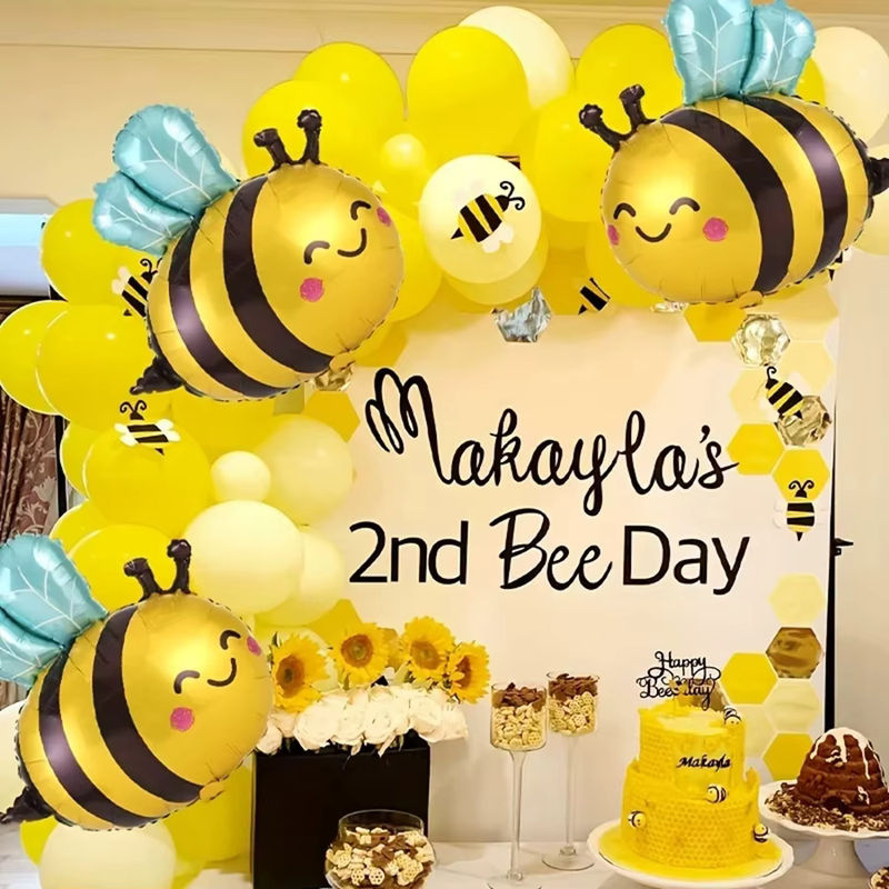 Set aus 3 Bienen-Aluminium-Folienballons in Gelb für Baby-Geburtstage und Party-Dekorationen - Bild 4