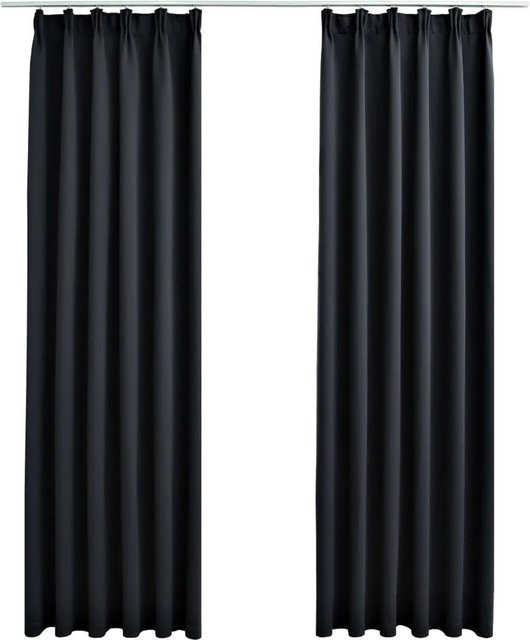 vidaXL Verdunkelungsvorhänge mit Haken, 2er-Set, Schwarz, B: 140 cm, H: 175 cm - Bild 1