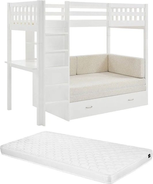 Vente-unique Hochbett Orpelia in Weiß aus Kiefer und MDF mit B/T: 90 x 190 cm - Bild 1