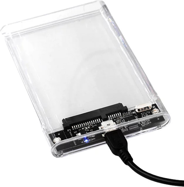 ALLOET 2,5 Zoll HDD SSD Gehäuse Transparent mit USB-C Anschluss für MacBook und PC - Bild 1