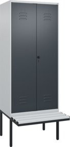C+P Spind Classic PLUS Schwarz-Weiß-Spind mit Sitzbank, 2 Abteile, Sicherheits-Drehriegel, B/T/H: 212 x 80 x 81,5 cm - Bild 1