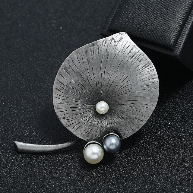 YIRAN Brosche, Messing, Silber, Perle, Kristall, Damen, Vintage - Bild 1