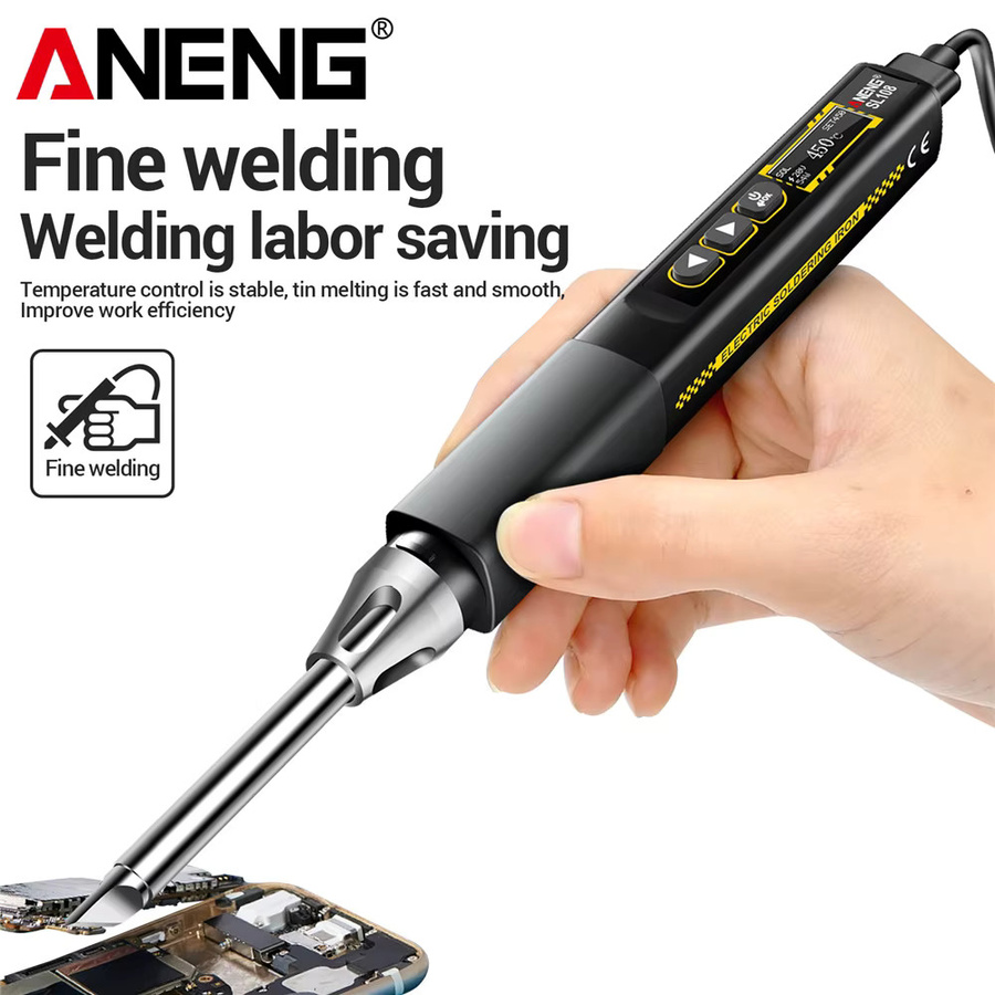ANENG SL108 Digitaler Intelligenter Lötkolben in Schwarz-Silber mit 96W, PD & QC Unterstützung und einstellbarer Temperatur - Bild 2