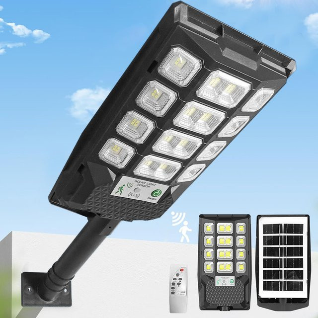 UMEXUS LED-Solarlampe für den Außenbereich mit Bewegungsmelder und Dämmerungssensor, weiß-schwarze Wandleuchte für Garten und Hof - Bild 1