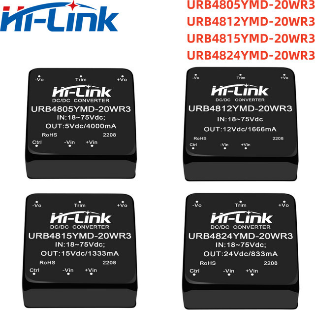 Hi-Link DC-DC Abwärtswandler Mini-isoliertes Stromversorgungsmodul URB4805YMD-20WR3 URB4812YMD-20WR3 in Schwarz - Bild 1