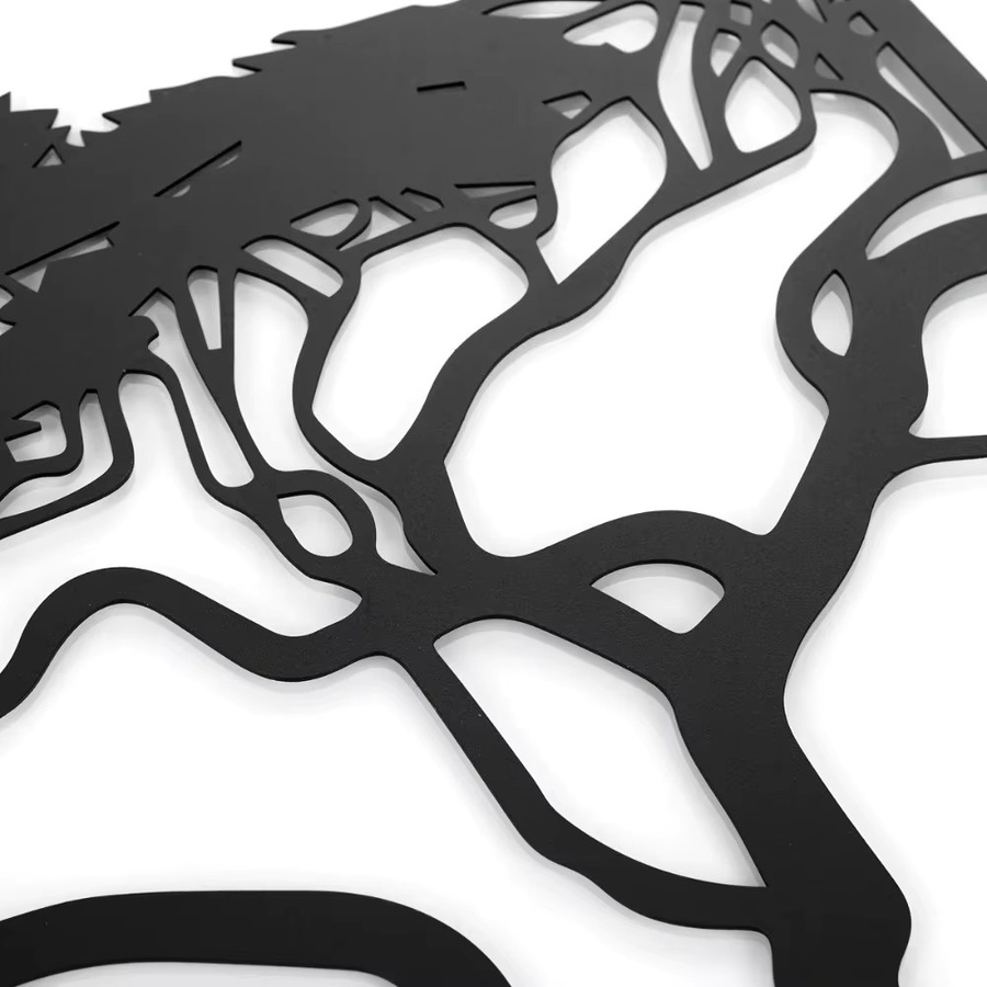 CIFBUY 3-teiliges Wandkunst-Set aus Metall in Schwarz mit Natur- und Lebensmotiv für moderne Dekoration - Bild 5