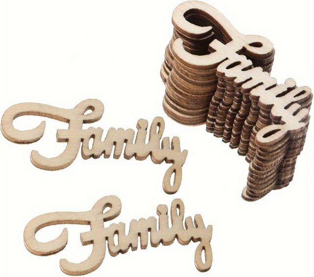 Unfertige Holz-Familienkreise zum Basteln in Beige als DIY-Malzubehör für Hochzeiten und Events - Bild 1