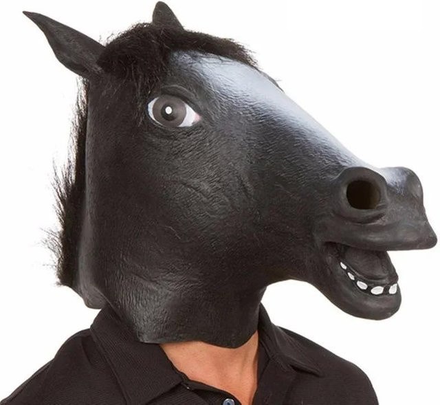Pferdekopfmaske Pferd Halloween Kopfbedeckung aus Vinyl für Erwachsene - Bild 1