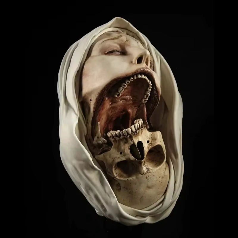 Transfiguratio Mortis Statue aus Kunstharz in Weiß als Halloween Dekoration und Kunstwerk - Bild 7