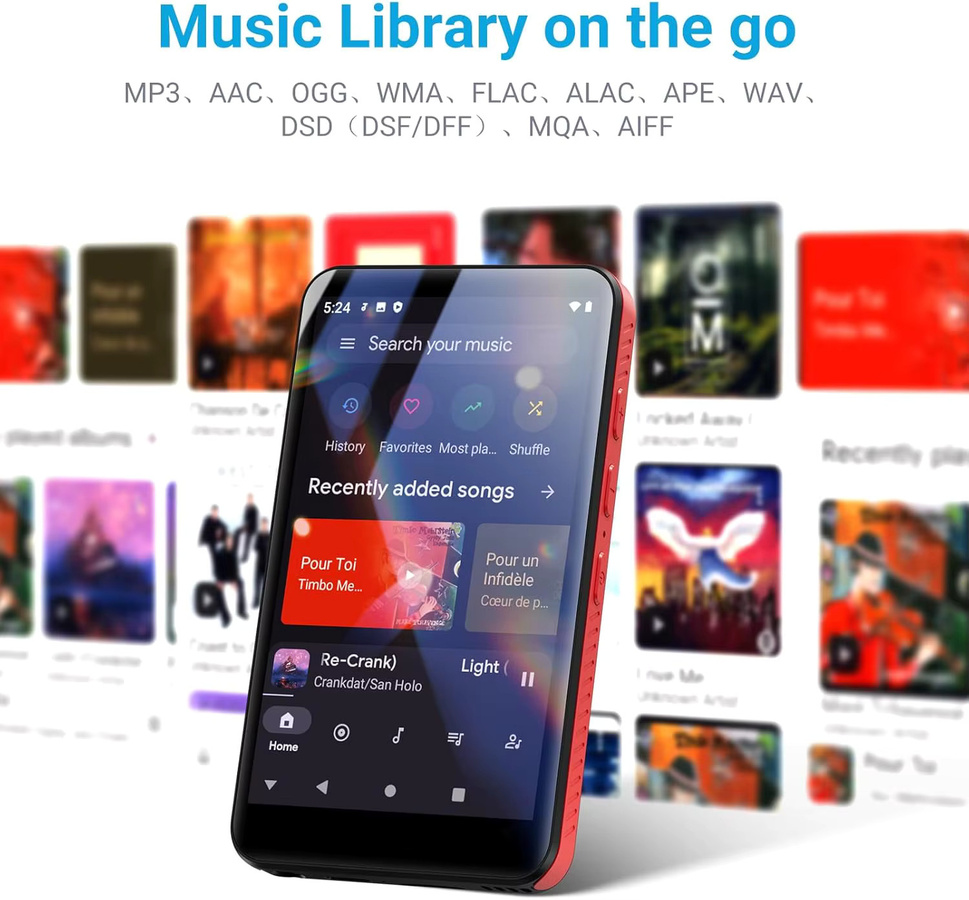 MECHEN MP3-Player mit 96 GB Speicher, Bluetooth und WLAN, Android 10, 4-Zoll-Touchscreen, Schwarz - Bild 4