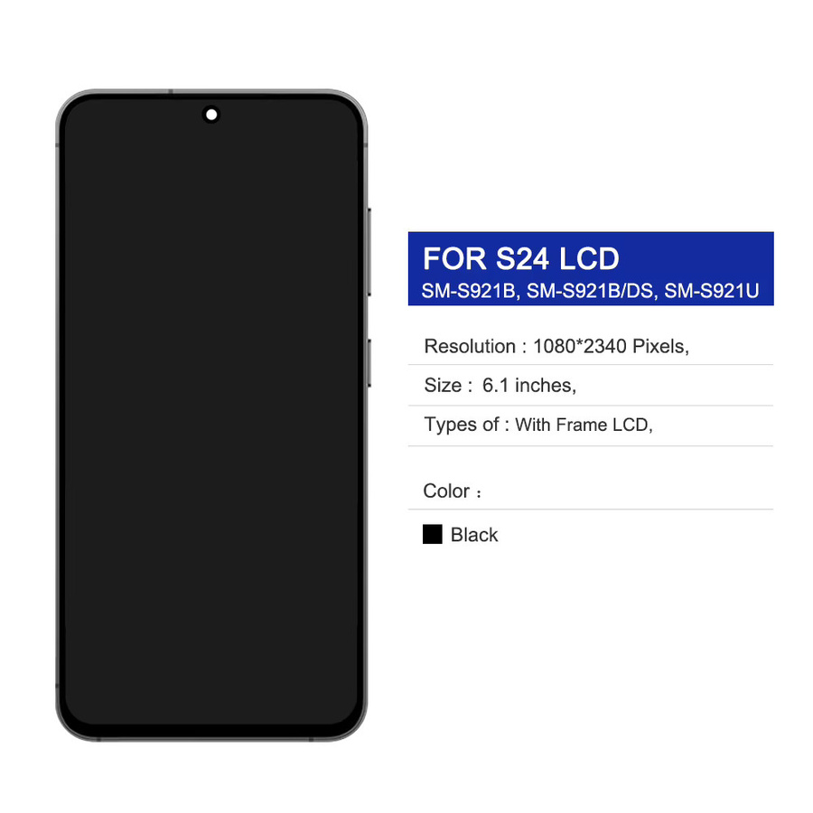 Samsung S24 5G OLED Display Ersatz mit Rahmen, 6,1 Zoll LCD Digitizer in Schwarz für SM-S921B/DS - Bild 2