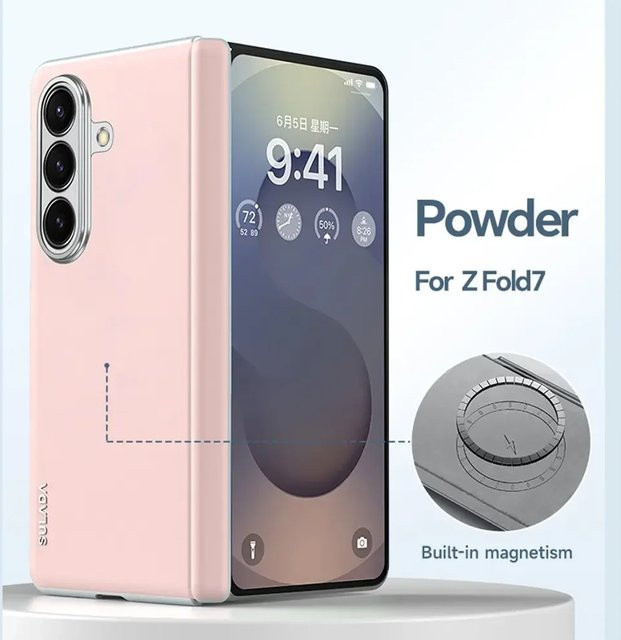 Premium Schutzhülle aus flüssigem Leder für Samsung Galaxy Z Fold 7 mit Scharnierschutz und magnetischer Aufladung in Schwarz oder Pink - Bild 1