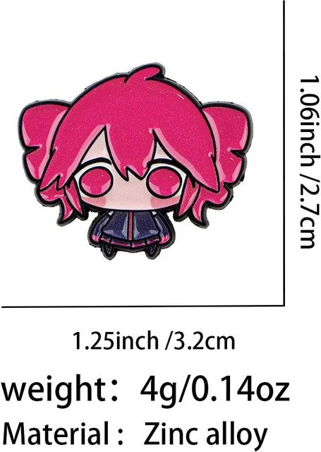 Kasane Teto Chibi Emaille-Anstecker, Anime-Charakter Brosche, Pink - Bild 1