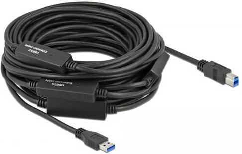 Delock USB 3.2 Gen1 Kabel mit USB-A und USB-B Stecker, Schwarz, 20,00 m - Bild 1