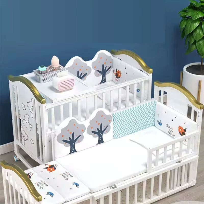 Multifunktionales Babybett aus Holz mit Umwandlungsfunktion zum Kinderbett, Länge: 120 cm - Bild 2