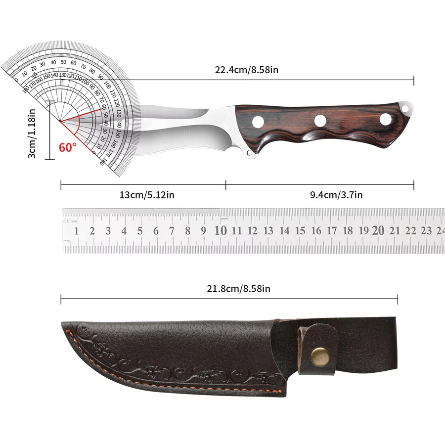 XIAOTIANLAI Handmesser aus Edelstahl mit Full-Tang-Design und Holzgriff für Fleisch, Gemüse und Obst - Bild 6