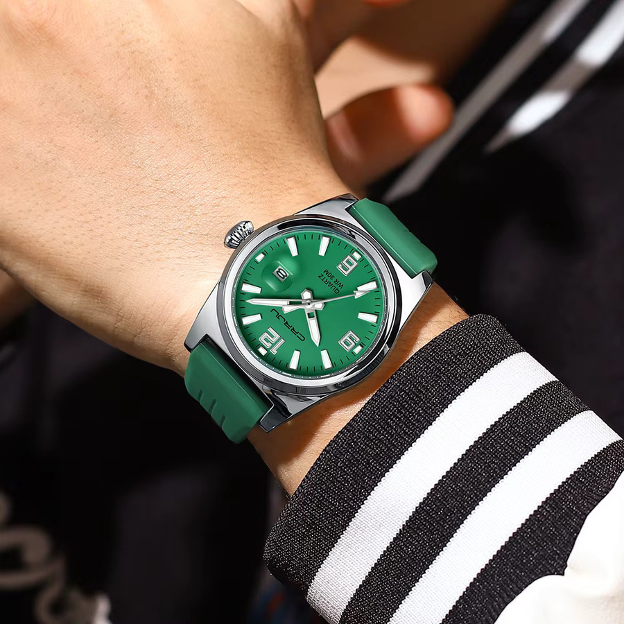 CRRJU Armbanduhr Quarz, Silikon, Grün, Herren - Bild 6